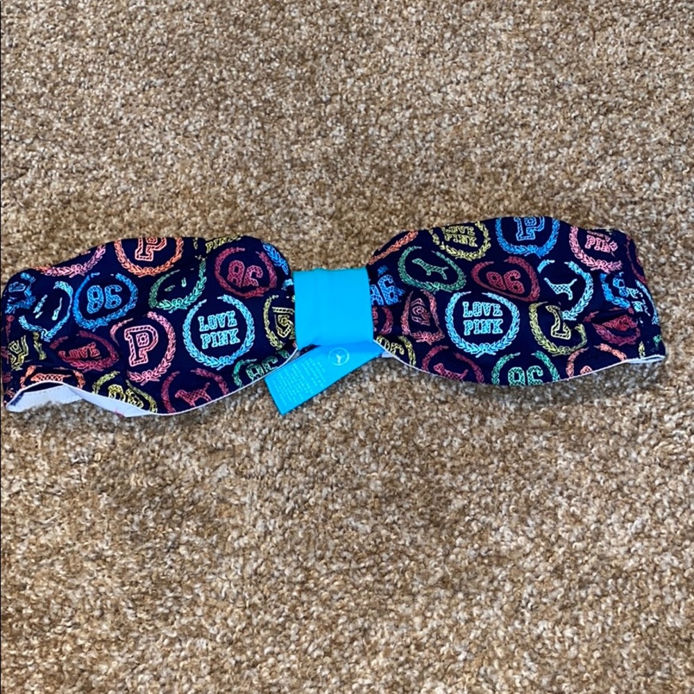 vintage PINK strapless swim top